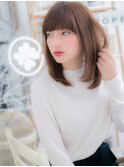 斜めバングショコラグレージュ小顔ストレートc5越谷20代30代40代