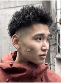 仙台スパイキーショートアップバングツーブロック短髪30代40代◆