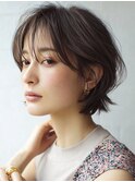 白髪ぼかし大人ショートグレージュ