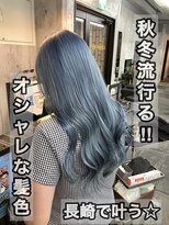 コワファースト長崎シャンプーボーイ 2nd(COIFF1RST 長崎 SHAMPOO BOY)&nbsp;長崎ハイトーン 韓国カラー アイスブルー