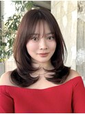 ペタッと解消レイヤーカット/大人ロングヘア/小顔前髪・顔まわり