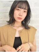 【ダークカラー】外はねミディアム【グレージュ】