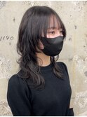ロングウルフカット/韓国風ウルフヘア/顔周りレイヤーカット