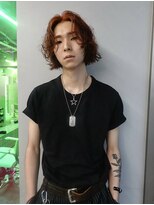 メンズレコ 渋谷(MEN'S LECO)&nbsp;ボブパーマブリーチ無しオレンジ