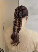 ポニー編みおろしアレンジ渋谷宮益坂ヘアセット　momoko