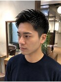 メンズショートアップバング好印象毛流れ束感ヘアカット