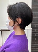 小顔ショートボブ×黒髪【大人ボブ/縮毛矯正/白髪]