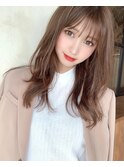 小顔レイヤーシースルー（ピンクベージュボブルフ）