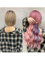 あるじゃんすー 横浜店 コットンピンクxライトブルー#シールエクステ#大人かわいい#横浜