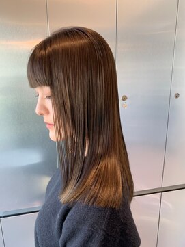 フィル 横浜(fil) 切りっぱなしミディ_くびれレイヤーベージュアッシュグレージュ