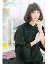 ミック 日暮里店(miq)&nbsp;黒髪アッシュブラックくせ毛風ゆるふわ大人ボブパーマb1