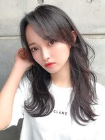 サロウィンフレンテ 新宿三丁目(SALOWIN Frente)&nbsp;石塚／流し前髪ダークブラウンロング10代20代30代韓国ヘア新宿