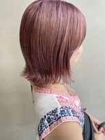 ヘアー アイス 御器所本店(HAIR ICI) ブリーチペールピンク透け感ピンク外ハネボブ伸ばしかけボブ