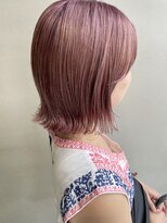 ヘアー アイス 御器所本店(HAIR ICI) ブリーチペールピンク透け感ピンク外ハネボブ伸ばしかけボブ