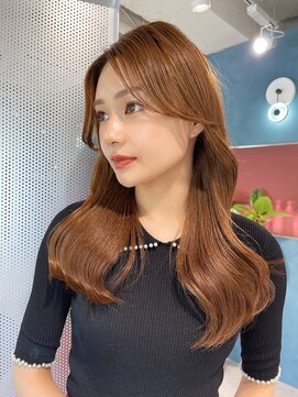 アールサロン 名駅(Rr SALON) グレージュカラー斜めバングデザインカラーシルキーベージュ