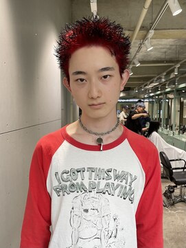 ロジ(loji) レッド×エンドブラックスパイキーショート