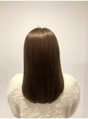 セミロング×ブラウンカラー