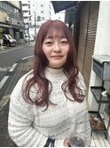 ブリーチなし　明るめレッドブラウンピンクカラー