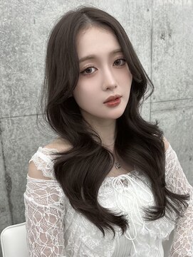 ノク 渋谷(nok) 韓国ヘア くびれ巻き レイヤーカット ロングレイヤー グレージュ