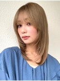 ミディアムレイヤーカット/ハイトーンベージュ/小顔ｐ戸田公園