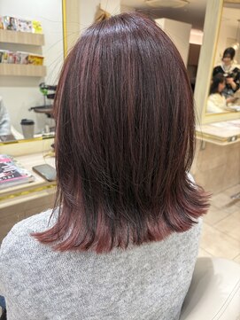 アッシュ 仙川店(Ash) 白髪ぼかしハイライトピンクーべージュ切りっぱなしレイヤー