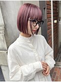 切りっぱなしボブピンクカラーラインボブダブルカラー★5