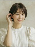 大人丸みショートボブ20代30代40代◎前髪あり耳掛けボブ大山