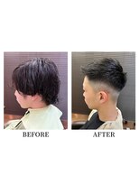ヘアーメイク クーラ 行橋店(Hair make CURA)&nbsp;ツーブロック刈り上げスキンフェードカットアッシュブラック