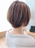 Say.くびれショートレイヤーアッシュオリーブ丸みショートボブ