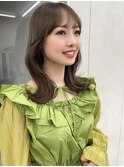 韓国ヘア ロングヘア レイヤーカット 前髪カット くびれ巻き