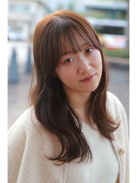 スリーヌーン(THREE noon) 小顔バング/やわらかベージュ/艶髪/セミロング