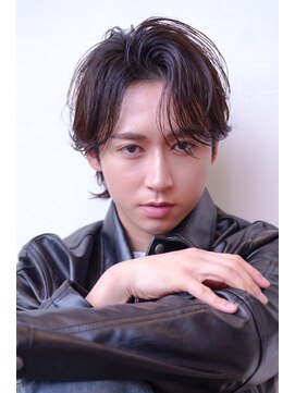 ハバナ 渋谷(HAVANA) メンズ波巻きセンターパート韓国風黒髪ツーブロックマッシュ