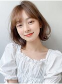 くびれヘアアプリコットオレンジ夏ヘアハイライトカラー