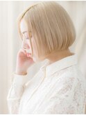 ハイトーンカラー透明感ホワイトブロンド金髪ボブY大宮20代30代
