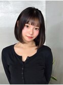 レイヤーボブ/黒髪/オリーブグレー/韓国ヘア/髪質改善/八王子