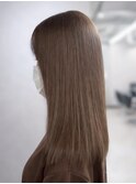 レイヤーカットミルクティーベージュブリーチなしダブルカラー