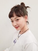 オン眉切りっぱなしボブベースのデザインカラー＆簡単アレンジ