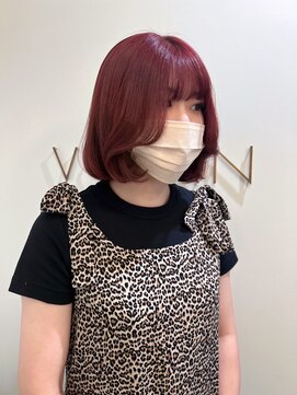 ボタン ハカタ(VOTAN hakata) 【柿本真優】ピンクブラウン/ブリーチカラー/ボブヘア/