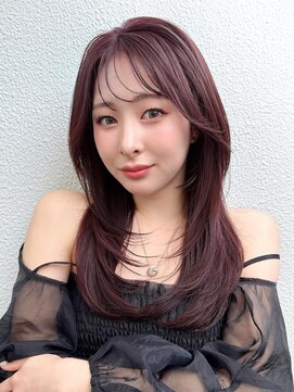 アフロート 大阪(AFLOAT) 透明感抜群◎大人可愛いワインレッドで柔らかフェミニンレイヤー