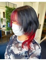 ダブル アンダーバー サロン(W_SALON) 【W_SALON 河原町】ウルフカット×派手髪レッド