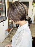 NUDE3Dハイライト20代30代40代前髪なしショート大人ショートボブ