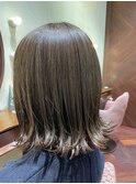 寒色系外ハネボブスタイル アッシュオリーブ/30代