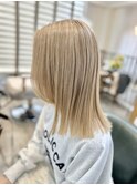 ケアブリーチミルクティーベージュ韓国外はねボブレイヤーカット