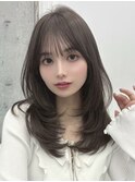 美髪レイヤーカット ハッシュカット ミディアムレイヤー小顔ヘア