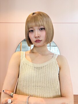 ホネン(honen) 【薬院】ハイトーンベージュ×切りっぱなしボブ/薬院大通/天神