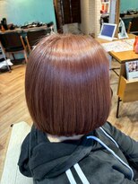 ヘアーショップ エヌアンドエー 越谷店(hair shop N&A)&nbsp;大人可愛いピンクベージュのミディアム艶髪ボブ