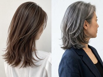 アース 土浦店(HAIR&MAKE EARTH)の写真/低刺激＆ダメージレスなオーガニックカラーで、透明感のある仕上がりに[白髪染め/白髪ぼかし/髪質改善]