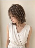 ハイライト脱白髪染めくびれ外国人レイヤー艶髪ロングボブ27