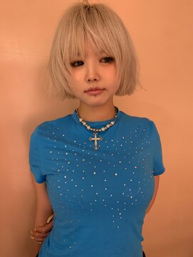 ペレ 原宿(PELE) ダークパープルナチュラルショート夏のヘアアレンジ原宿