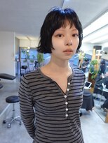ネルケ 立川(nelke)&nbsp;黒髪ショートボブウェーブシースルーバング小顔カット立川